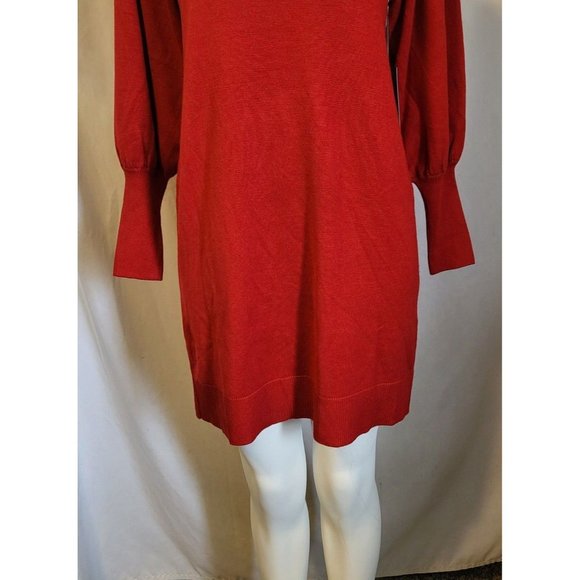 Vince Camuto Red Knit Dress Women Size Small Knee Length Ribbed,  NWT - Picture 2 of 6